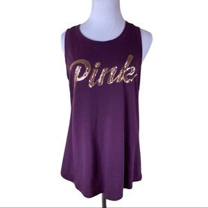 Pink VS Racerback Sequin Tank Top Medium